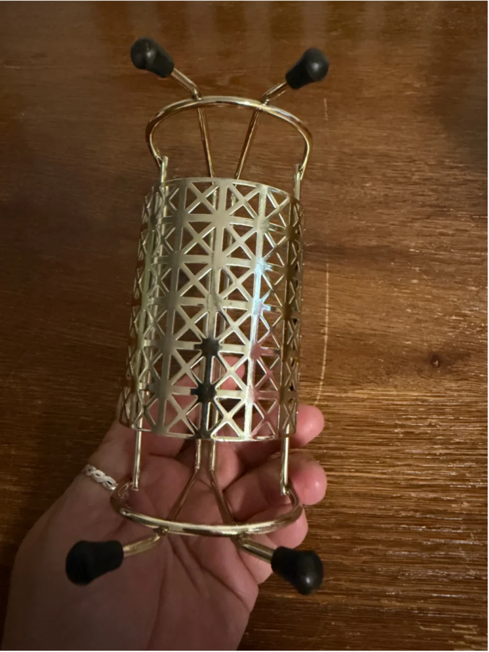 Vintage Mid Century Modern Brass Tone Metal Napkin Holder Letter Mail Rack Desk